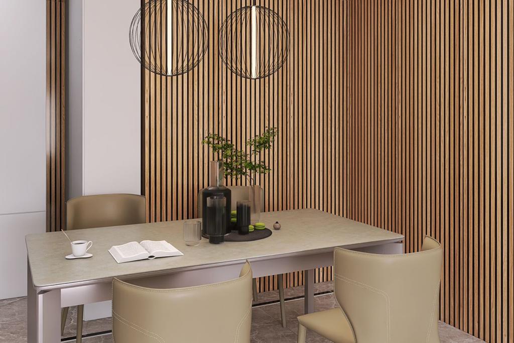 Office with Wood Wall Panels