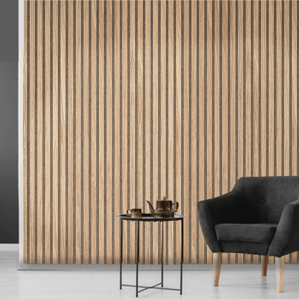 Oak Grey Felt Acoustic Slat Wood Panel Wall - 100% Real Oak Finish - Image 4