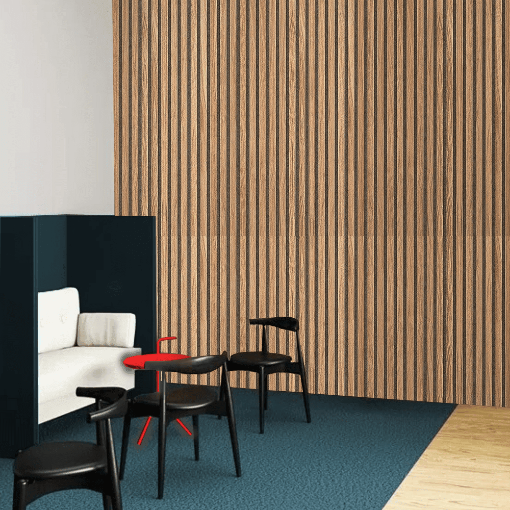 Oak Grey Felt Acoustic Slat Wood Panel Wall - 100% Real Oak Finish - Image 6