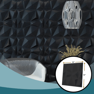 Decorative Black PVC 3D Wall Panels in Diamond Design