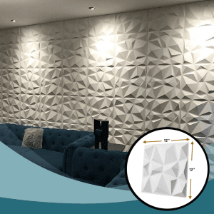 Decorative White PVC 3D Wall Panels in Diamond Design