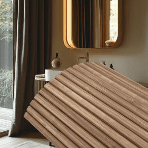 Walnut Slat Flexible Wood Panel Wall - Real Oak Finish
